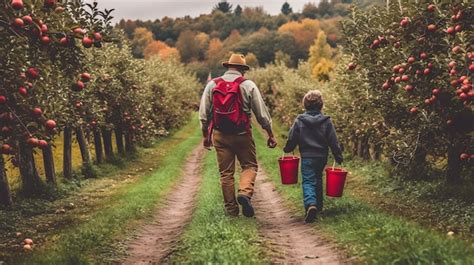 Premium Photo | A child harvesting apples on a farm during the autumn season