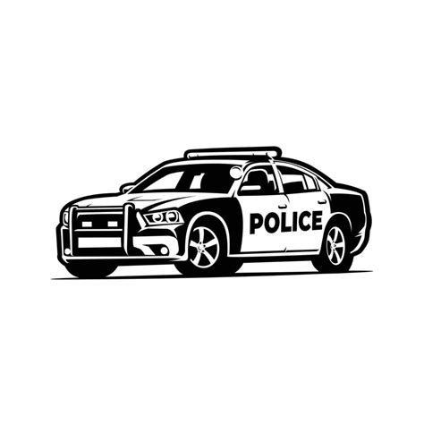 silueta de coche de policía arte vectorial en blanco y negro aislado 18905763 Vector en Vecteezy