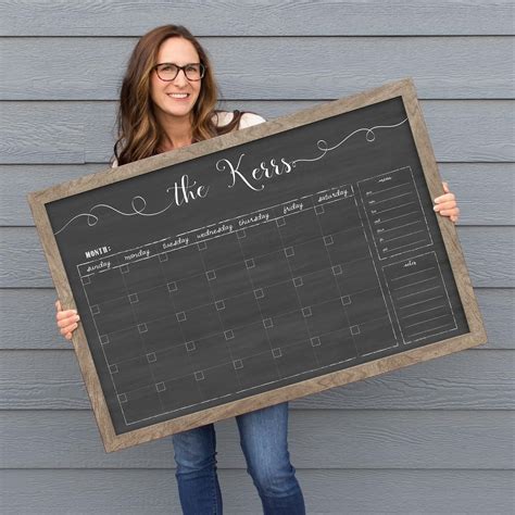 Chalkboard Calendar, Large Dry Erase Chalkboard Calendar for Command Center, Framed Calendar ...