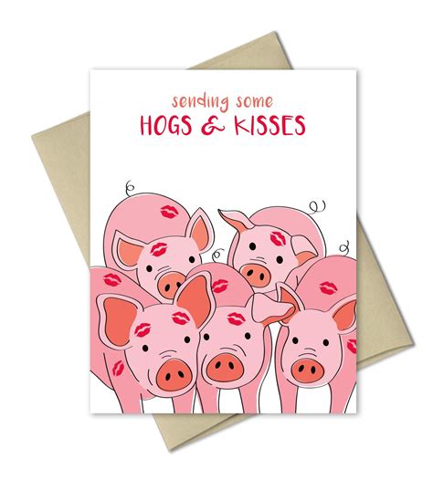 Funny Love Card - Hogs and Kisses - Love Anniversary Valentines Card | Funny love cards, Cute ...