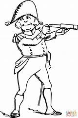Vintage Comic Character  General With A Spyglass coloring page Free sketch template