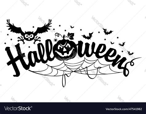 Halloween black and white label Royalty Free Vector Image