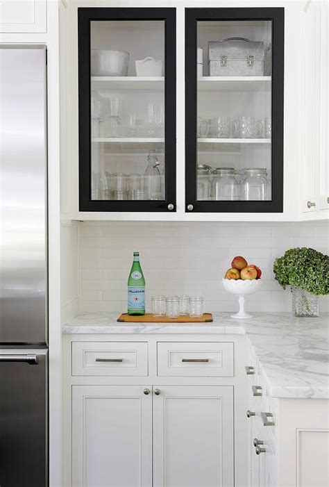 White Kitchen Cabinets with Black Doors - Transitional - Kitchen