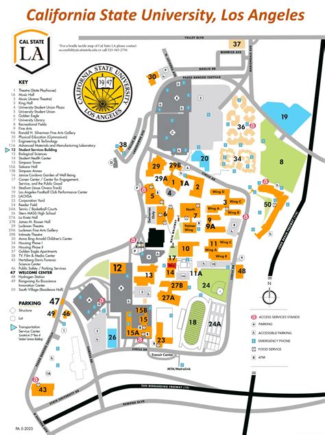 California State University, Los Angeles Campus Map - (Cal State LA ...