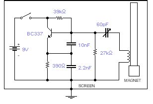 Geomagnetic field detector circuit diagram and instructions