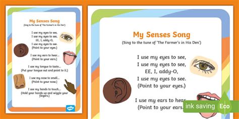 5 Senses Song For Preschool - Twinkl