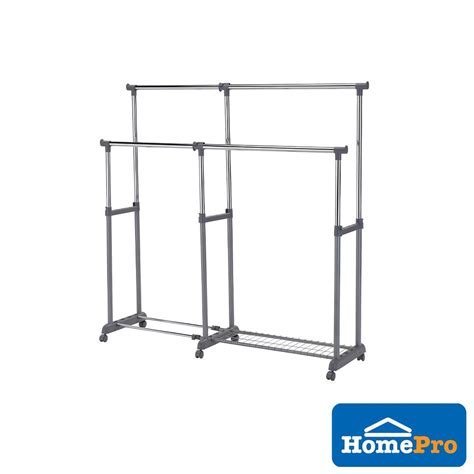 HOMEPRO CLOTH RACK DOUBLE ADJUSTABLE WITH NETTING FGHD-310-2-N W103-169XD44XH92-160 CM BLACK