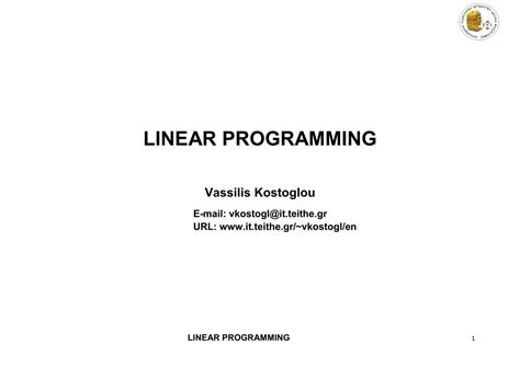 LINEAR PROGRAMMING