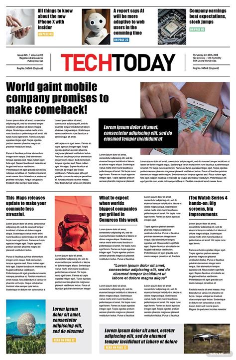 Technology Newspaper Template in PSD, Word, Publisher, Pages - Download ...