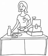 Inside Supermarket Cashier Coloring Page  Pages Colouring sketch template