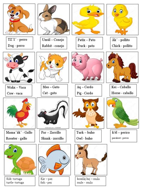 Animales en Ingles y Español | PDF