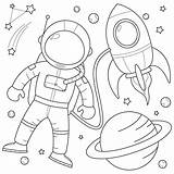 Astronaut With rocket In space Suitable For Childrens coloring Page  sketch template