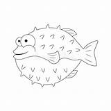 Porcupine Fish Clipart Coloring sketch template