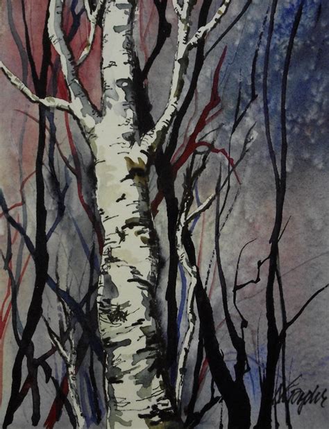 Items similar to Winter Birch Tree Painting on Etsy