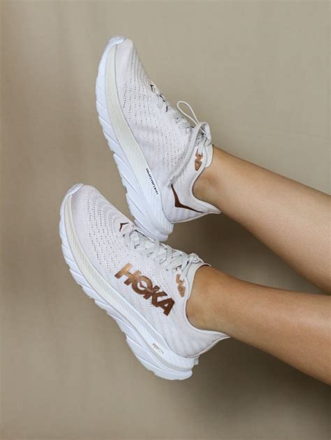 Our "Hoka Mach 5 White Copper Sneakers" is a lively pavement pounder ...