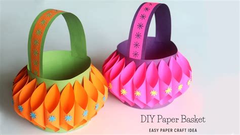 How To Make Paper Basket | Easy Paper Crafts | Easter Basket Ideas - YouTube
