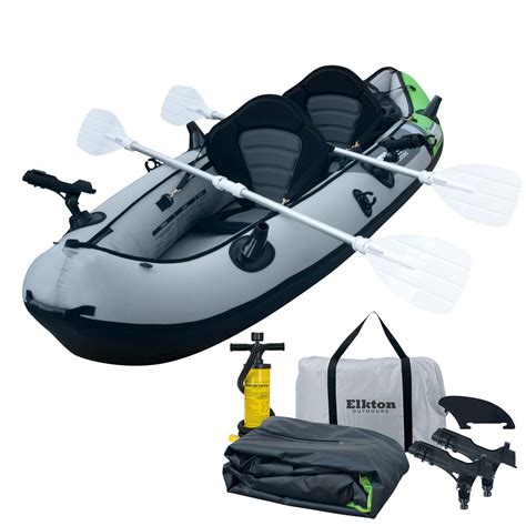 Elkton Outdoors Cormorant 2 Person Tandem Inflatable Fishing Kayak ...