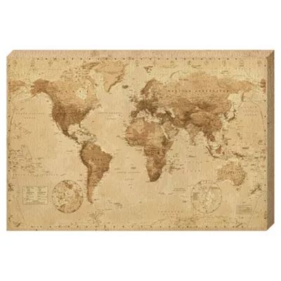 Buy Vintage Sepia World Map Canvas, 91x61cm from our Canvas Prints range - Tesco