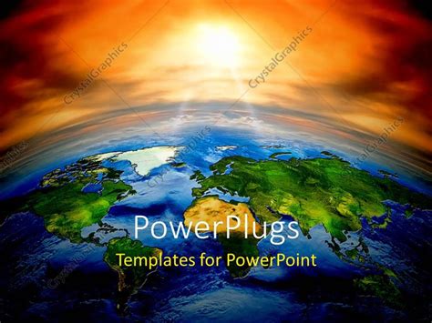 PowerPoint Template: All countries in the world on planet Earth with sunset (23588)