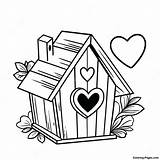 Rustic Bird House With A Heart Coloring Page  Pagescom sketch template