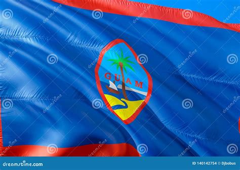 Guam Flag. 3D Waving USA State Flag Design. the National US Symbol of Guam State, 3D Rendering ...