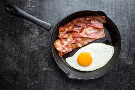 Fried eggs and bacon stock photo containing bacon and egg | Bacon dinner, Chicken bacon pasta ...