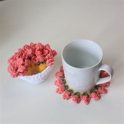 Crochet Flower Pot Coaster Set Written Pattern, crochet plant pot coas – Brunaticality