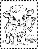Coloring Book Children Cute Little Lamb Page For Kids Vector  sketch template