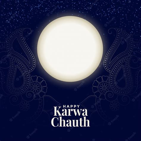 Free Vector | Happy karwa chauth full moon card