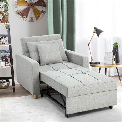 YODOLLA 3-in-1 Sofa Bed Chair, Convertible Sleeper Chair Bed,Adjust Backrest Into a Sofa,Lounger ...