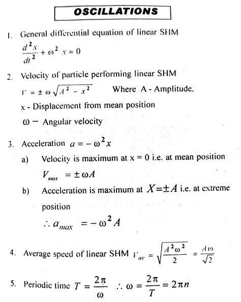 SOLUTION: Oscillations formula sheet - Studypool