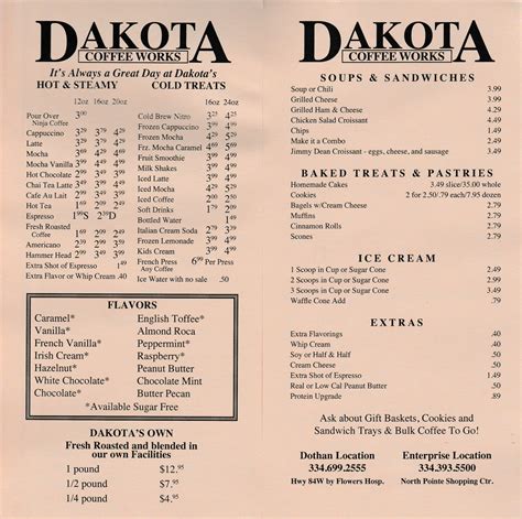 Menu - Dakota Coffee Works