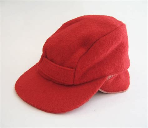 Vintage Red Wool Hat Outdoor Hunting Hat / Cap with by reco