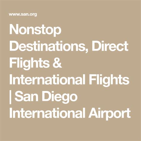 Nonstop Destinations, Direct Flights & International Flights | San ...