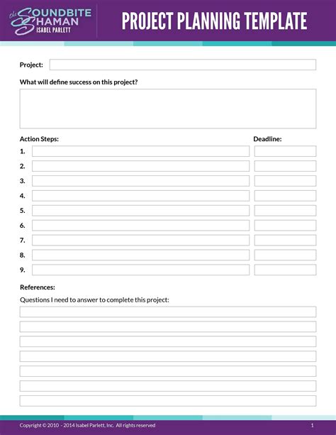 Project Planning Template For Students