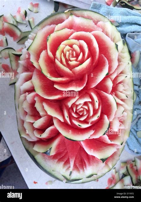 Fruit carving using a watermelon Stock Photo - Alamy