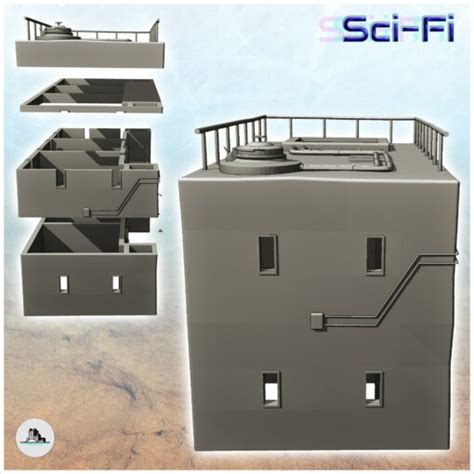 Futuristic prison with armored doors and outdoor streetlights (19 ...