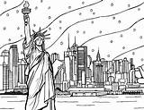 Statue Of Liberty And New York City Skyline  Free Coloring Page – You sketch template