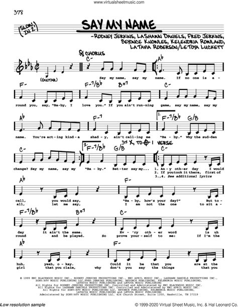 Say My Name sheet music (real book - melody and chords) (real book)