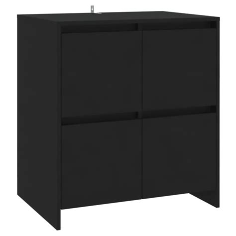 3 Piece Sideboard Black Engineered Wood - Hapyx