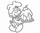 Coloring Smurf Baker Sketch Page sketch template