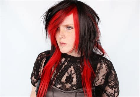 Black Red Straight Wig Scene Emo Wig Black Scene Wig Emo - Etsy