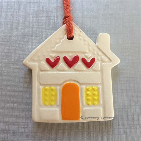 Small Ceramic house hanging decoration Pottery ... - Folksy