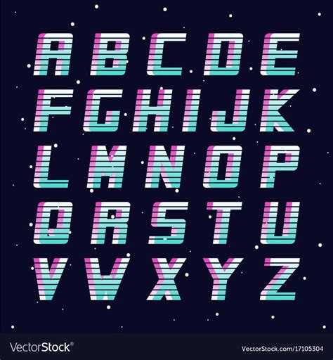 Retro font - fashion 80-90s. Vector english alphabet. Futuristic latin letters. Download a Free ...