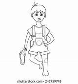 Coloring Book Cartoon Boy Slingshot Hand Stock Vector Royalty Free  sketch template