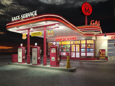 Route 66 Gas Station - 3D Model by SQUIR