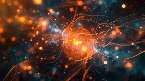 Quantum Realm: Vibrant Illustration of Subatomic Particle Interactions Stock Illustration ...