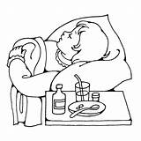 Leuk Voor Kids → ziek Op Bed  Sick Coloring Pages Person Drawing sketch template