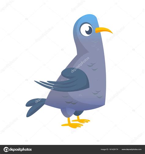 Cartoon pigeon vector character. Colorful flat illustration of dove image. Isolated on white ...