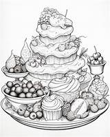 Premium Photo  Coloring Page About Various Food Items sketch template